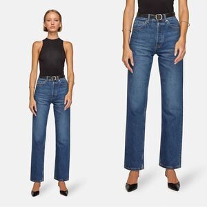 EB Denim High Rise Straight leg jeans in dark wash